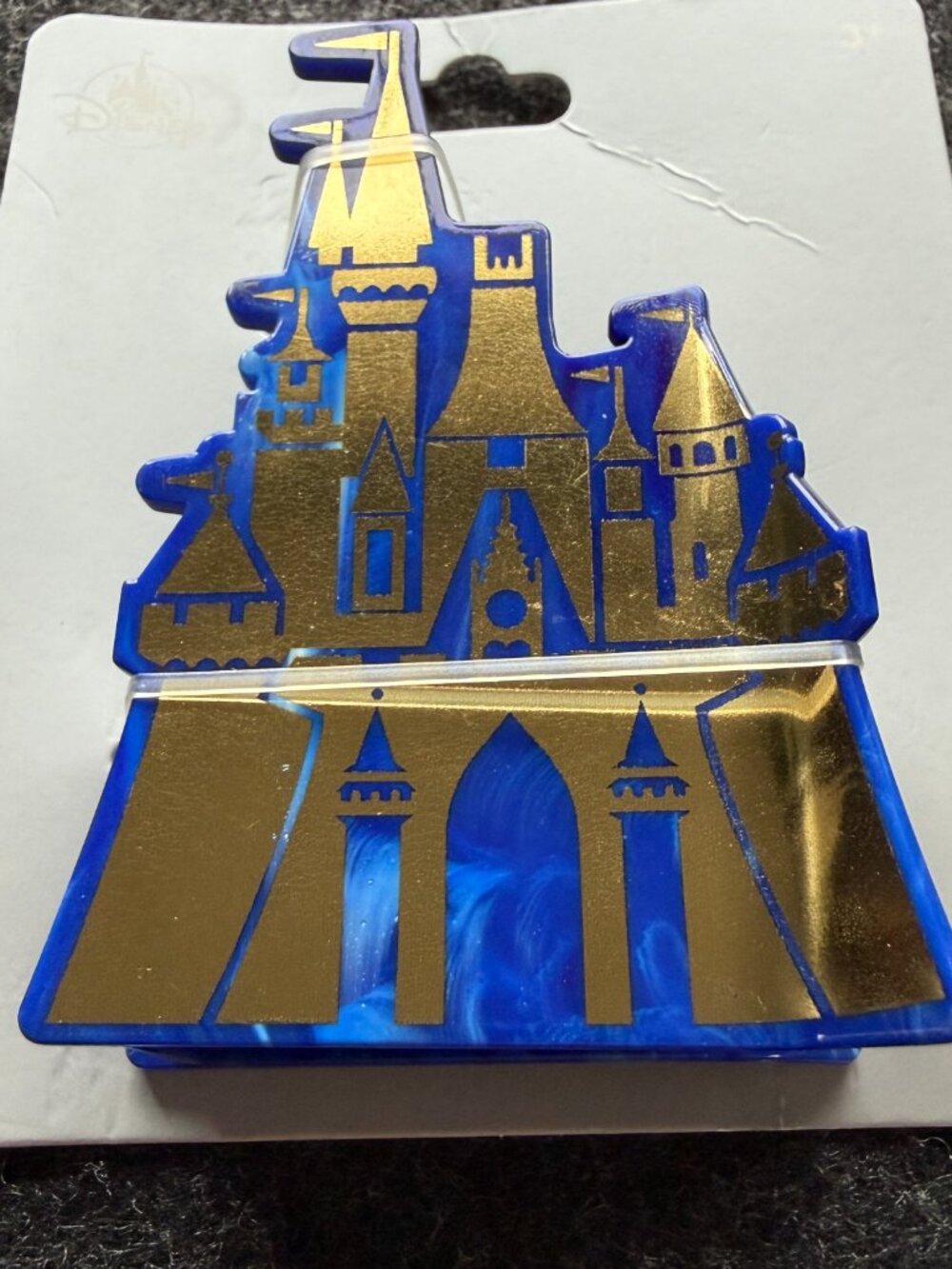 Disney Parks Castle Hair Clip Blue Gold New - Picture 2 of 7